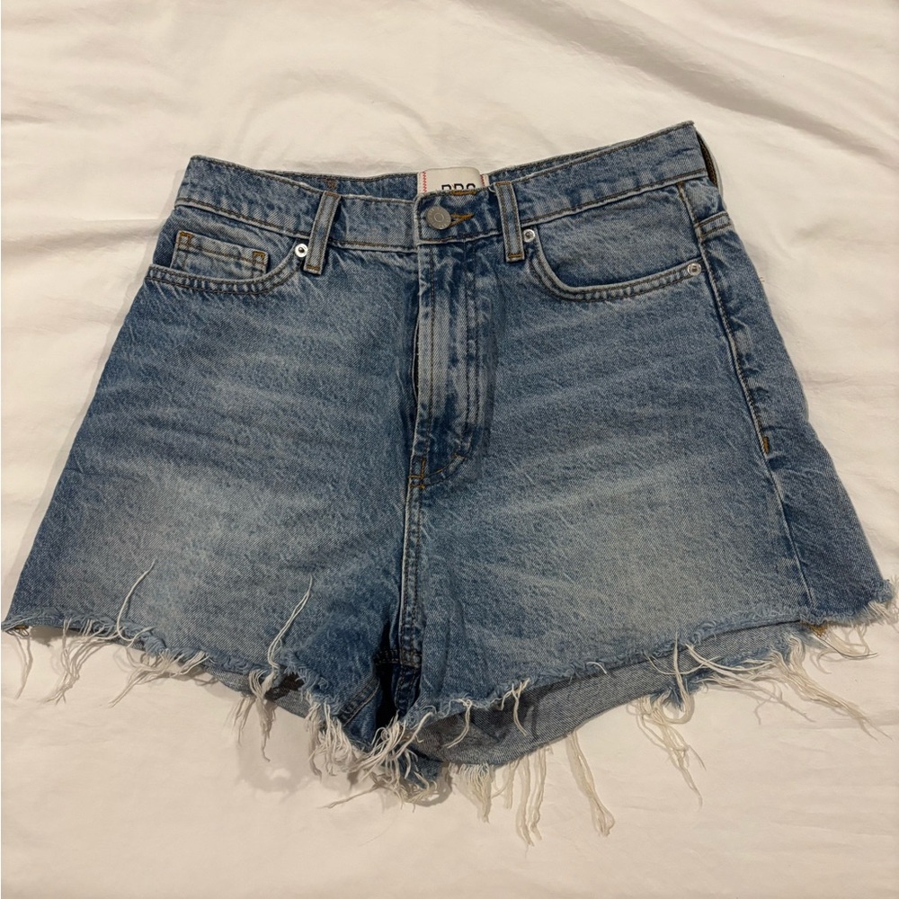 BDG Light Blue Frayed Hem Denim Shorts